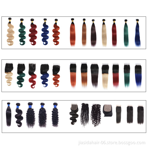 Best Quality Ombre Green 10A Brazilian cuticle aligned  100% Human Hair Wholesale Raw Virgin Body Wave Brazilian Hair Bundles